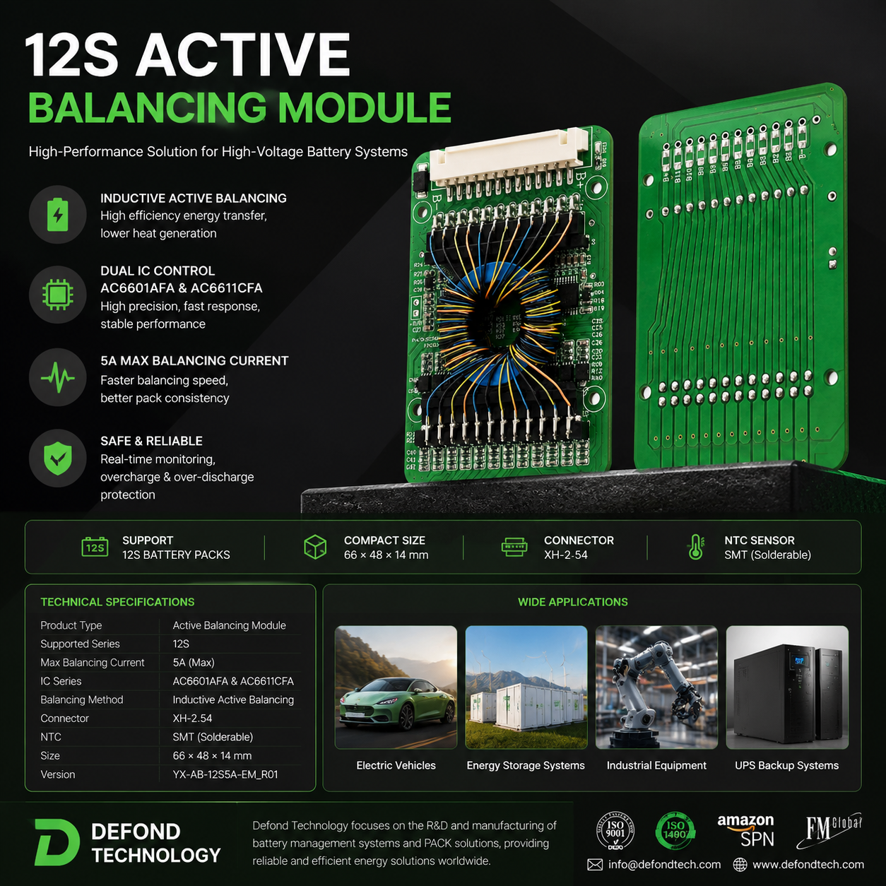 5A inductive active balancing module for high voltage BMS system