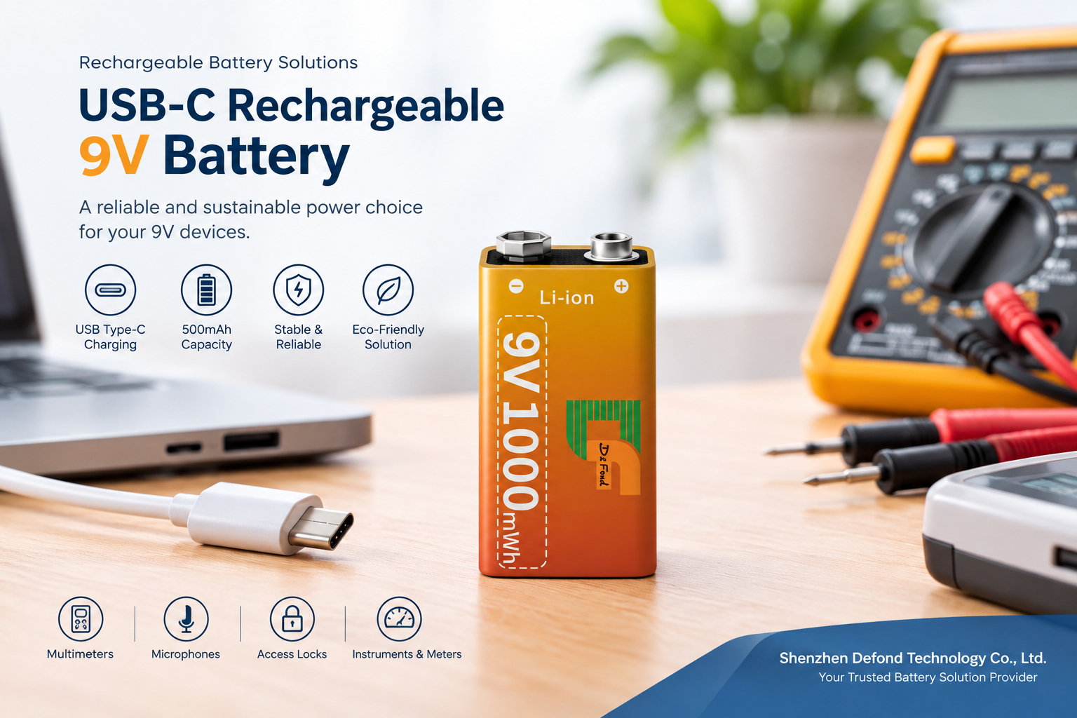 rechargeable 9V battery for multimeter
